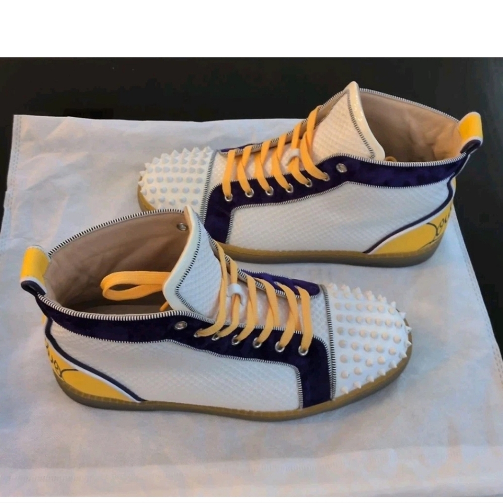 CHRISTIAN LOUBOUTIN HIGH TRAINERS Size 44/ US 11 LAKERS KOBE
